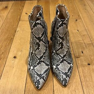 Faux snakeskin grey booties